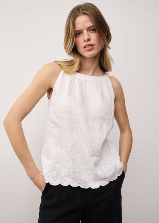 JOSI FANCY WHITE LINEN TOP