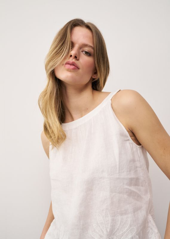 JOSI FANCY WHITE LINEN TOP