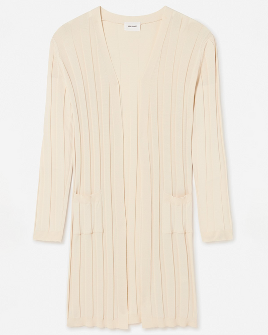 RIB KNIT CARDIGAN - ECRU
