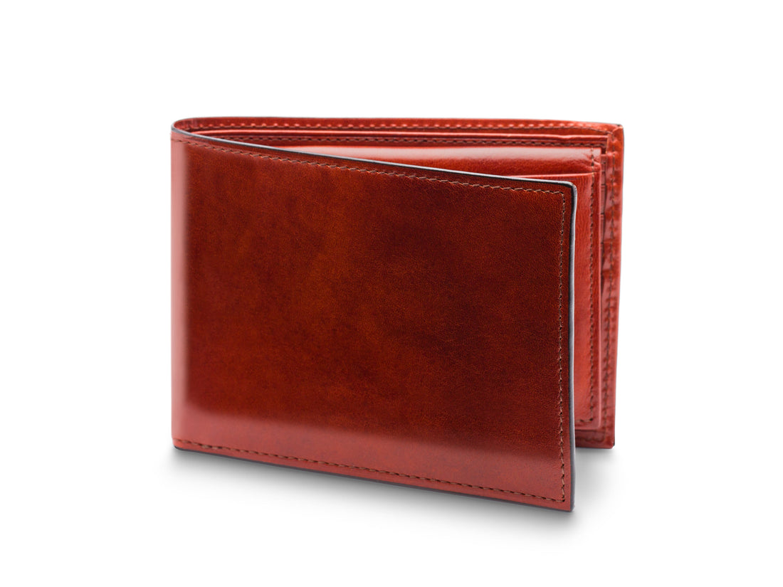 OLD LEATHER ITALIA CREDIT WALLET WITH I.D. PASSCASE - AMBER