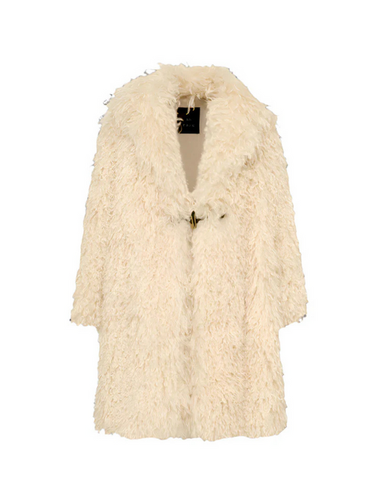 RURI AFGAN FIR INSPIRED COAT - OFF WHITE
