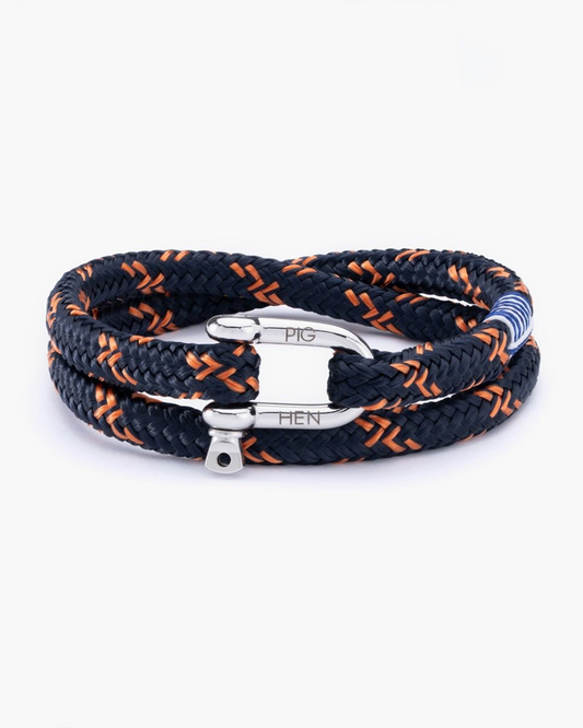 SALTY STEVE BRACELET - NAVY-SALMON ORANGE-SILVER