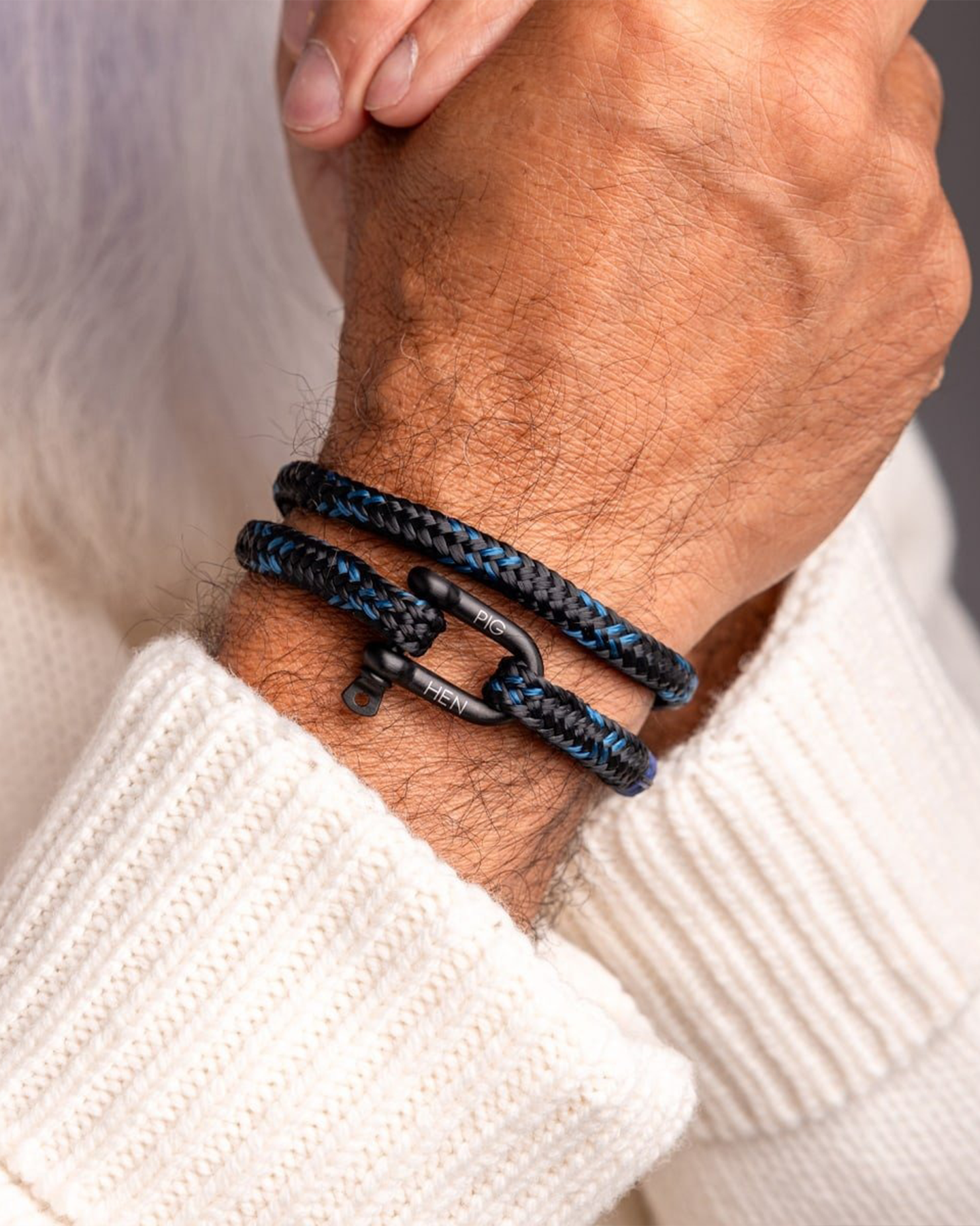 SALTY STEVE BRACELET - BLACK-OCEAN BLUE-BLACK