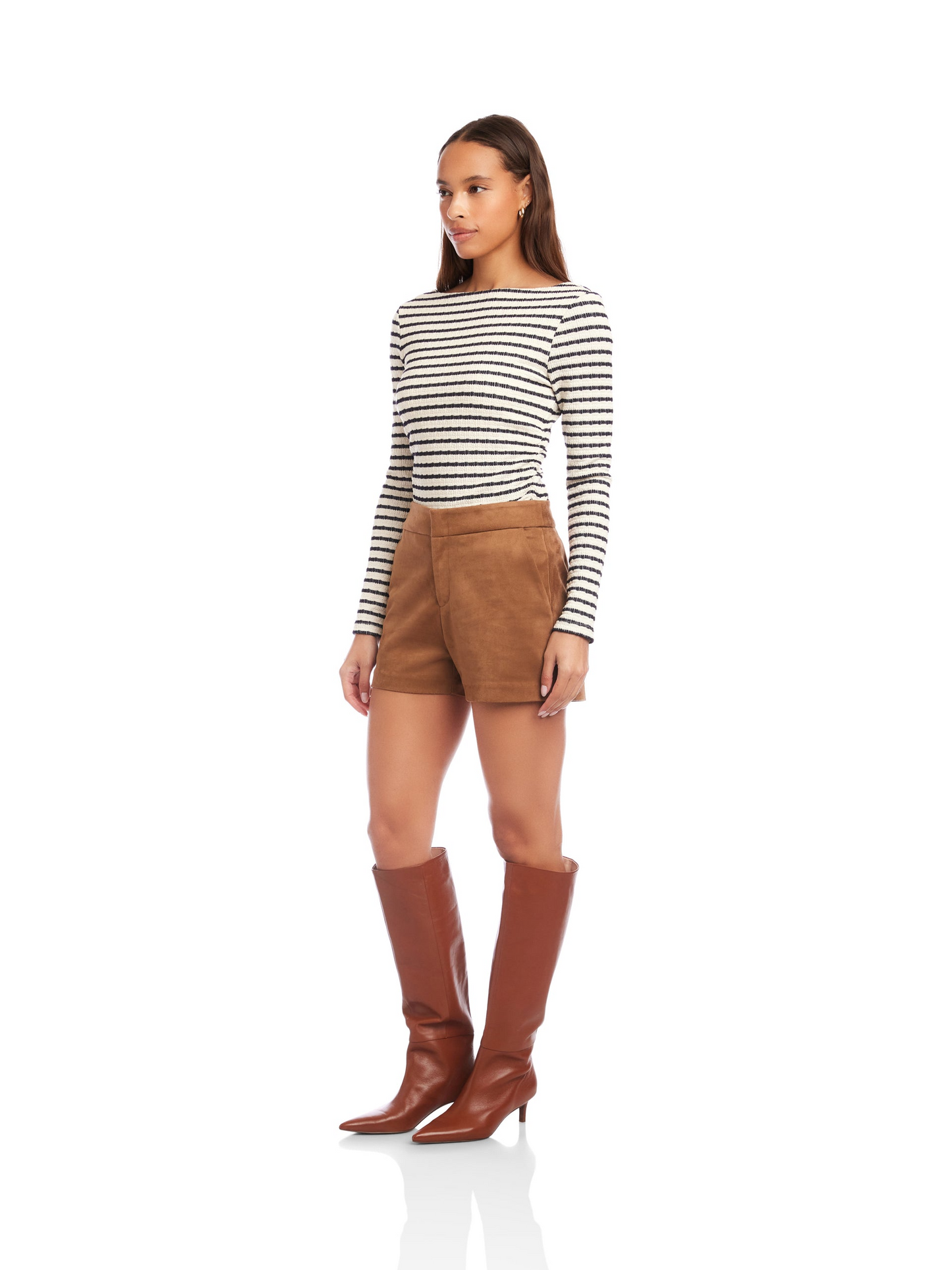 FAUX SUEDE MODERN SHORTS - COGNAC