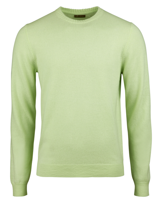 PEAR GREEN CASHMERE CREW NECK SWEATER