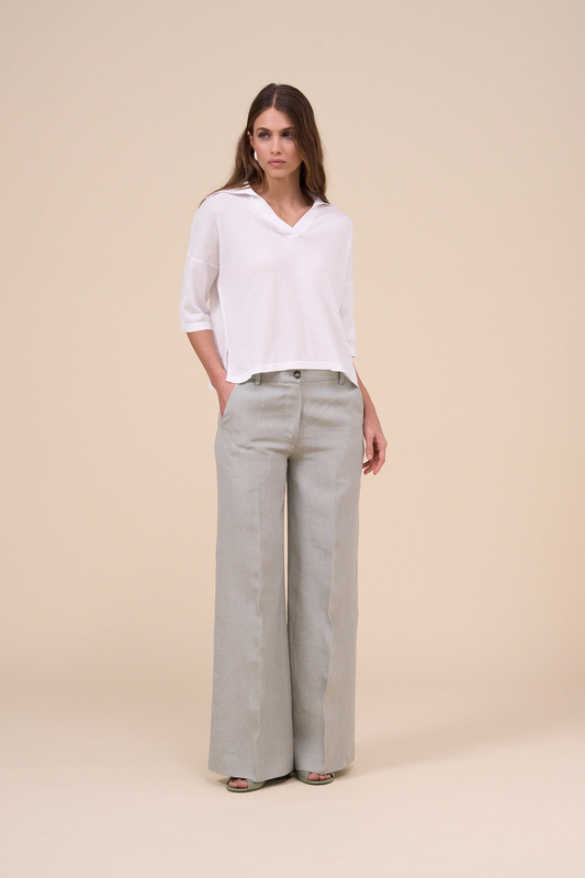 GLORIA LIGHT BEIGE DELAVE LINEN PANT