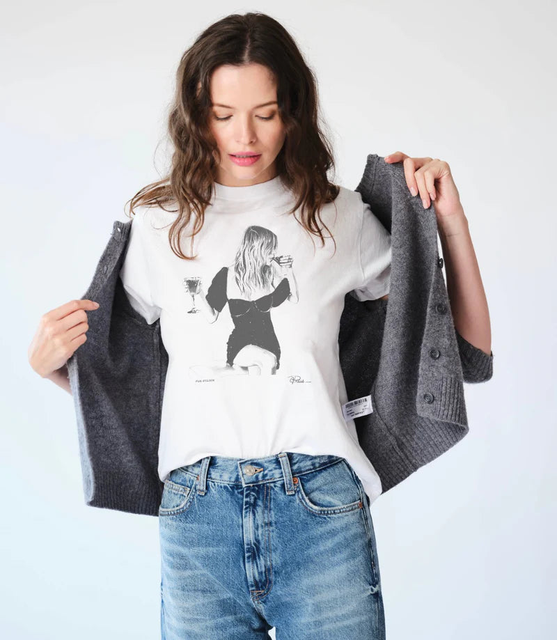 FIVE O'CLOCK MUSHIE TEE - WORN WHITE