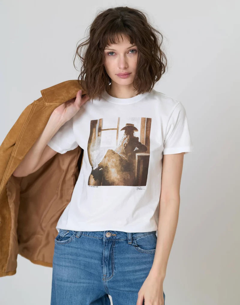 TRY AND MAKE ME MUSHIE TEE - WORN WHITE COLOR