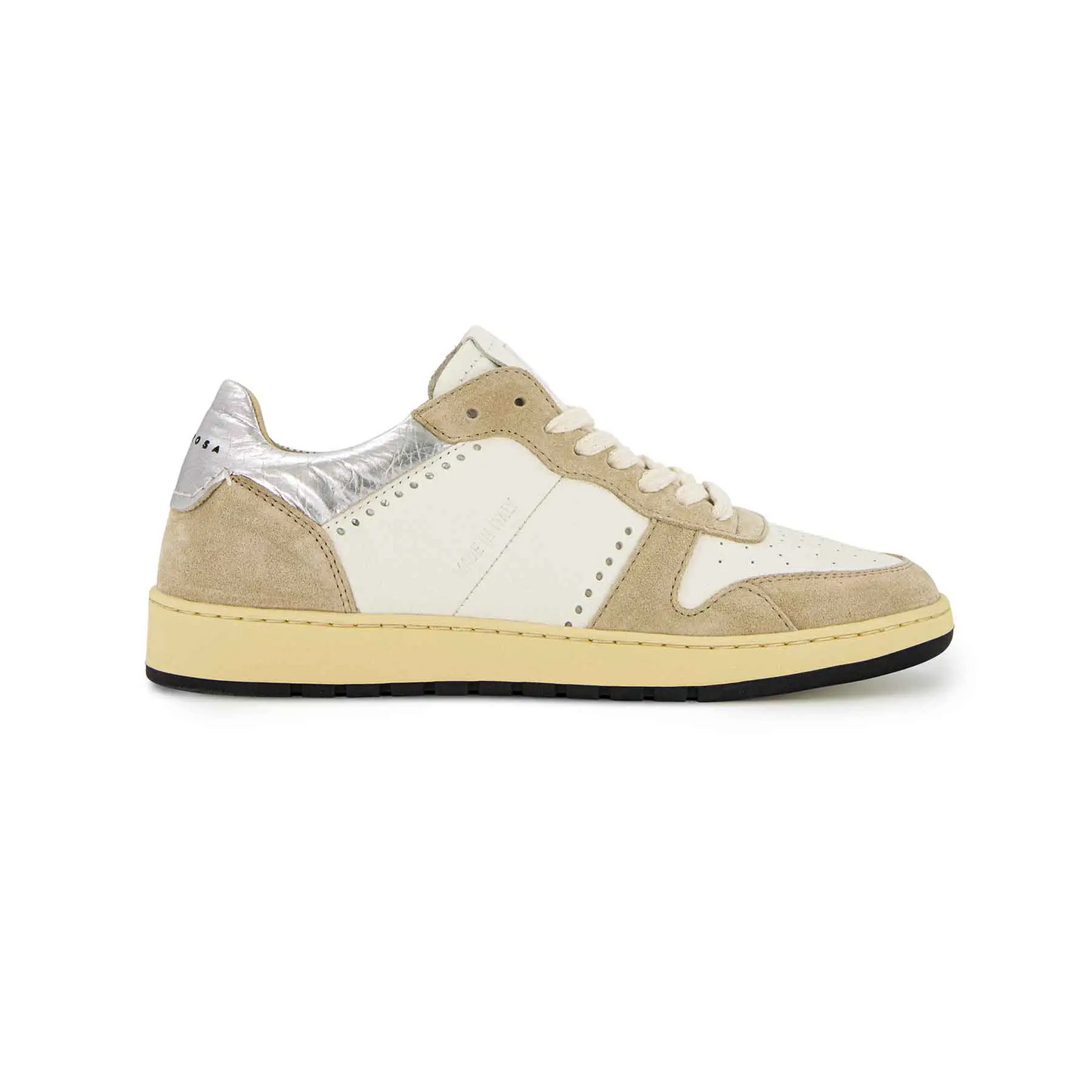 EVA D WOMEN'S CALF LEATHER AND SUEDE SNEAKER - WHITE/SILVER