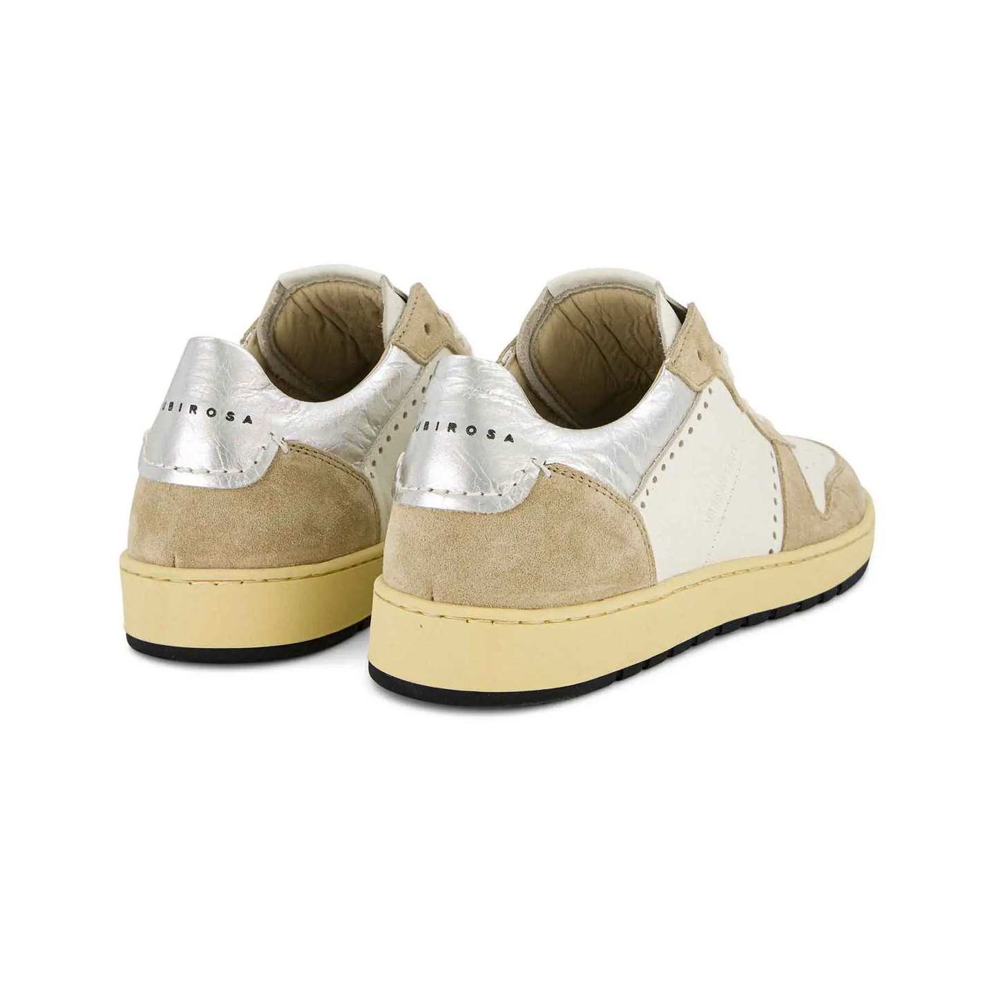 EVA D WOMEN'S CALF LEATHER AND SUEDE SNEAKER - WHITE/SILVER
