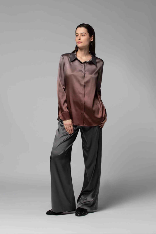 LEVY SILK BLOUSE - GRADIENT CHOCOLATE