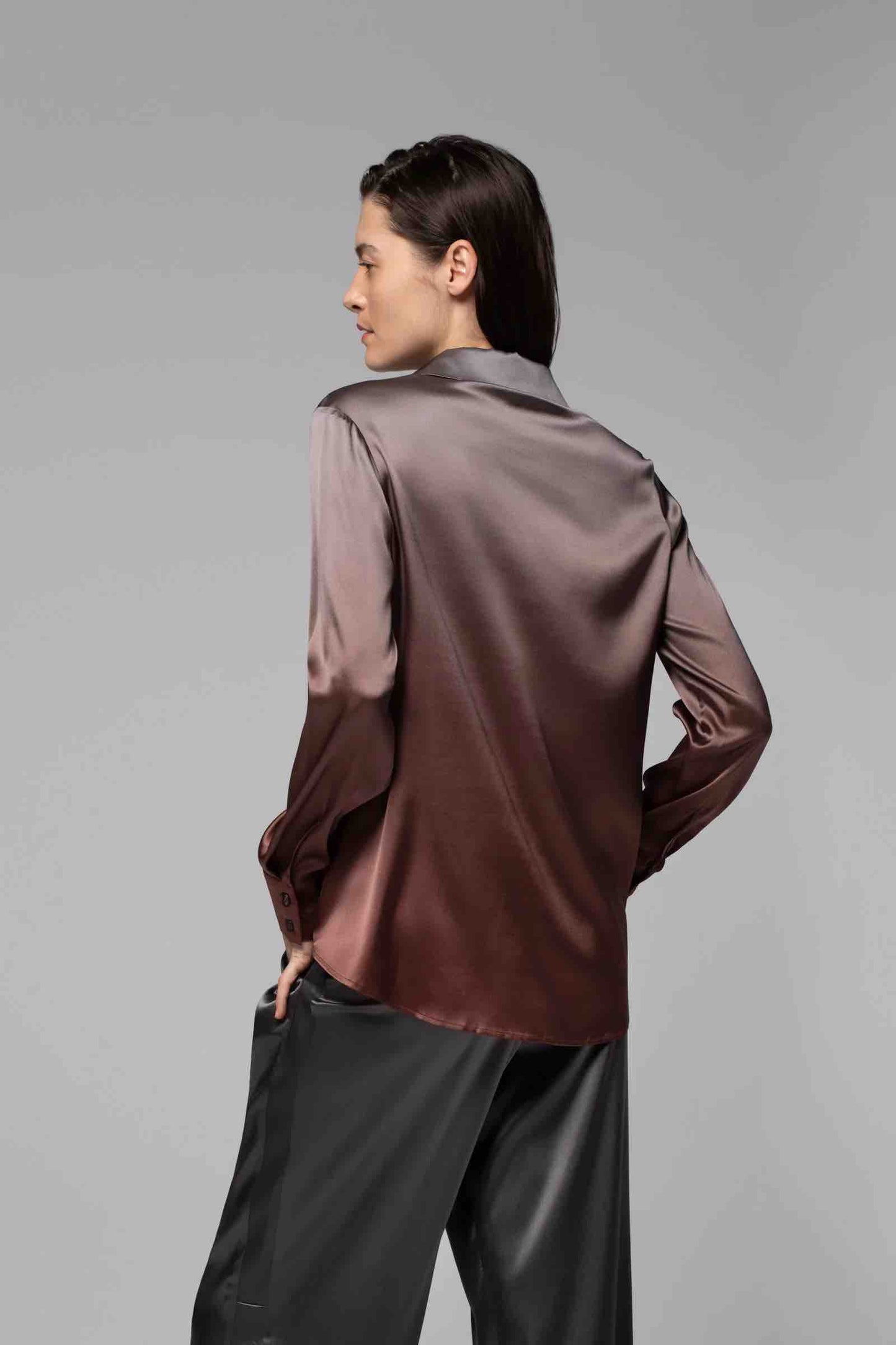 LEVY SILK BLOUSE - GRADIENT CHOCOLATE