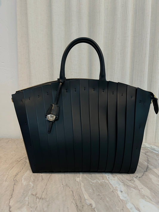ERMIONE LEATHER TOTE BAG - NERO