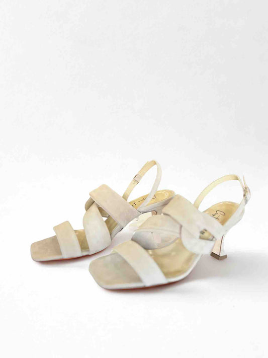 GIAMAICA SUEDE HEELED SANDAL - BEIGE