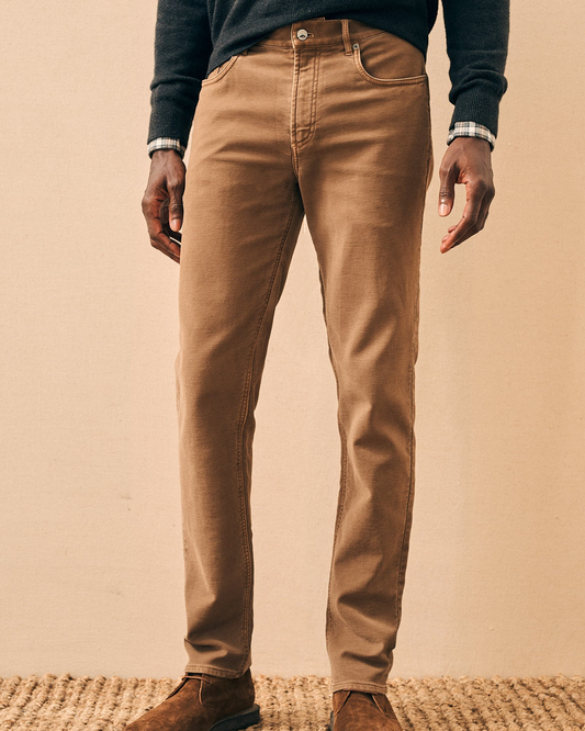 STRETCH TERRY FIVE POCKET PANT - BARK BROWN