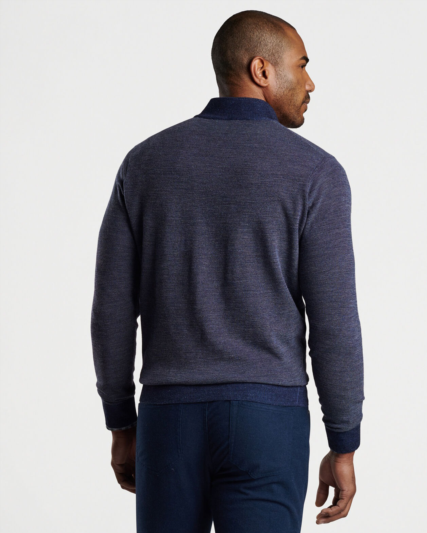 BREAKER BIRDSEYE 1/4 ZIP SWEATER - NAVY
