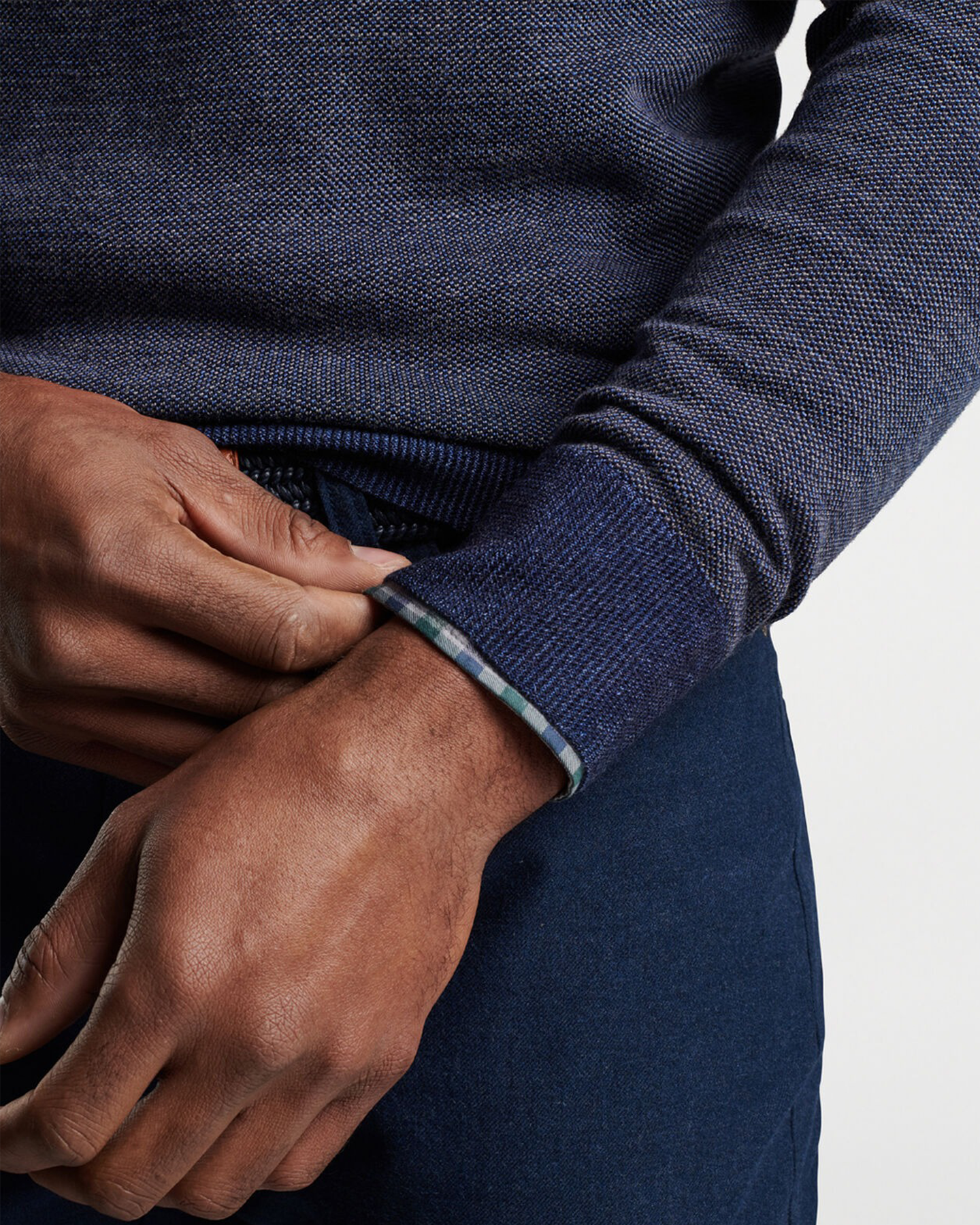 BREAKER BIRDSEYE 1/4 ZIP SWEATER - NAVY