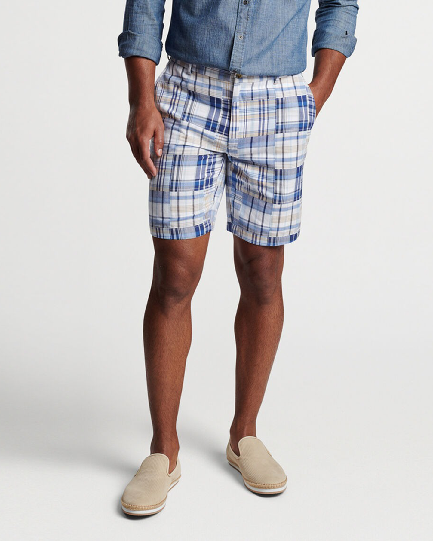 CABANA MADRAS COTTON SHORT - NAVY