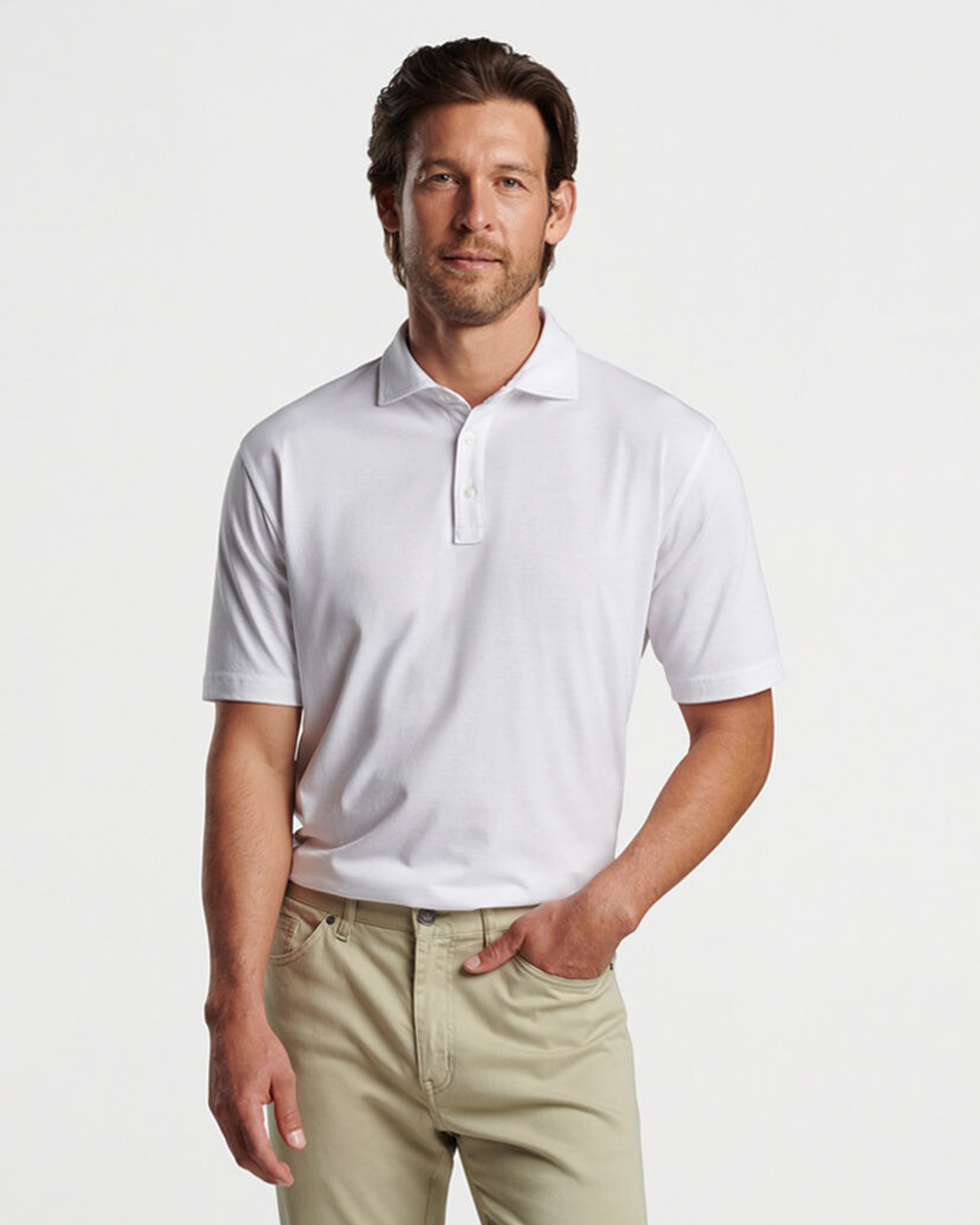 CROWN COMFORT COTTON SHORT SLEEVE POLO - WHITE