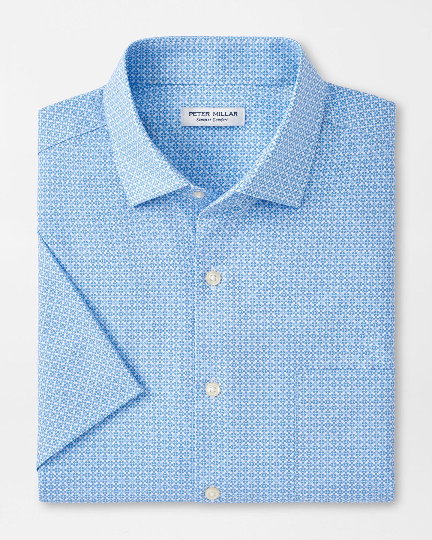 GEO PETALS PERFORMANCE POPLIN SHIRT - MARITIME