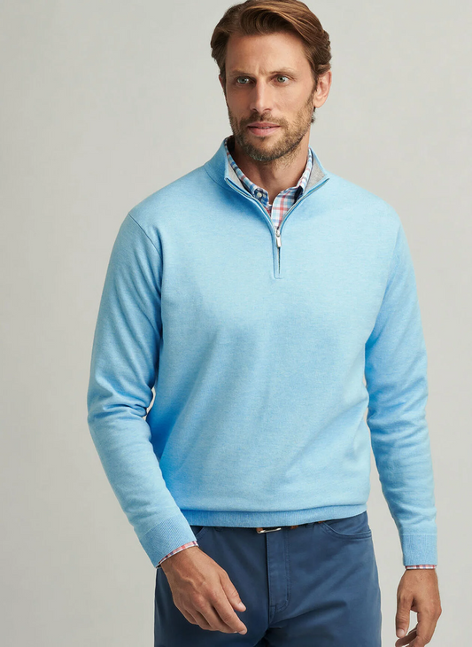 COOLSPUN COTTON 1/4 ZIP SWEATER - SEAPORT BLUE
