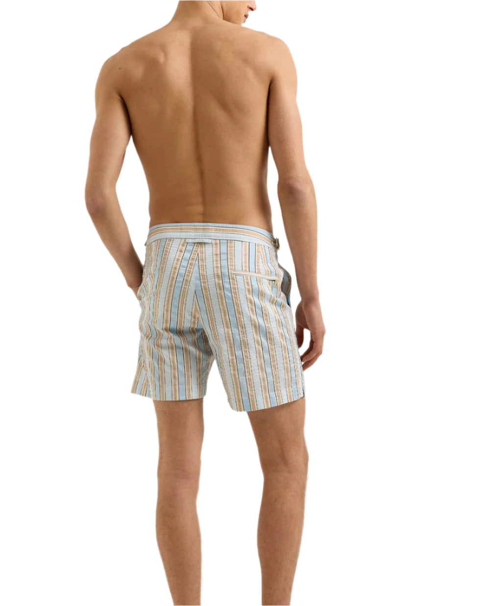 BULLDOG SOFT STRIPE SWIM SHORT - BLUE/BISCUIT STRIPE