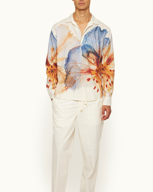 GRASMOOR OSHIBANA PRINT SHIRT - WHITE SAND