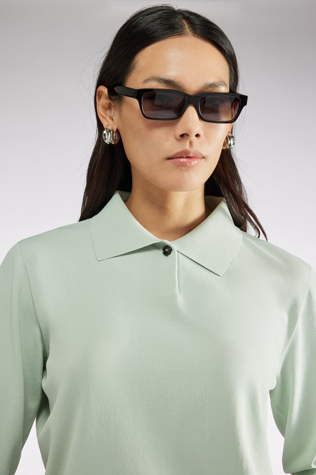 SHORT SLEEVE POLO SWEATER - GLASS