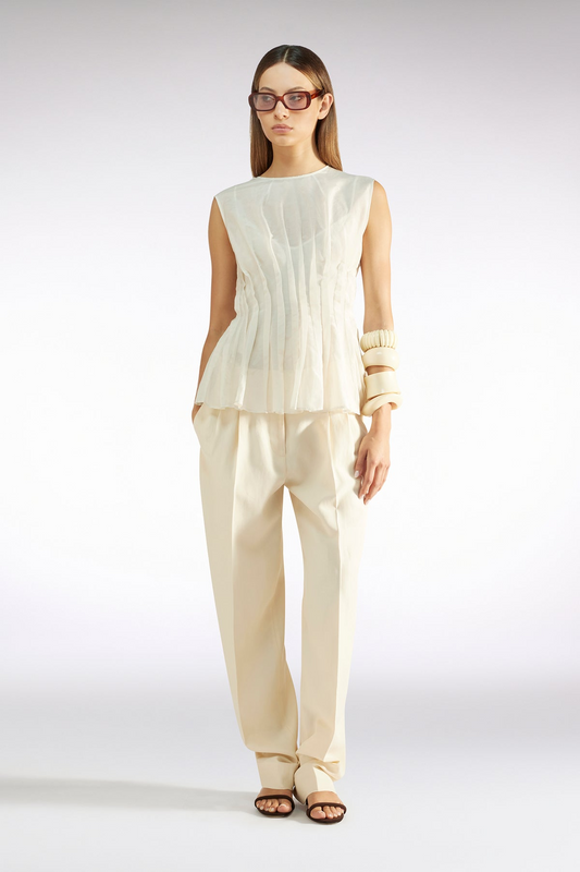 IVONNE PLEATED COTTON SILK TOP - BETHOLL