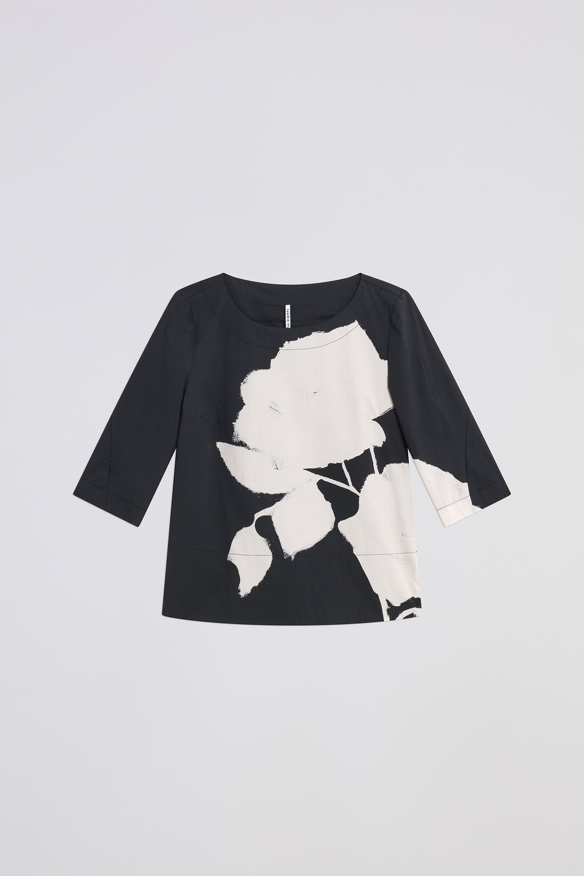 GIOVI COTTON BLEND TOP - BLACK MACRO ROSE