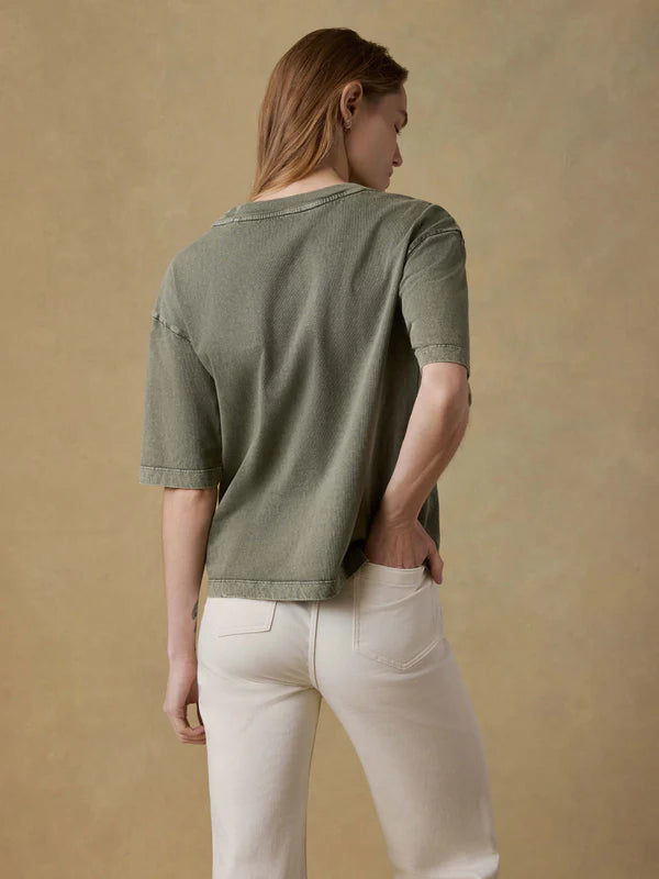 RECYCLED COTTON VINTAGE TEE - ISLAND OLIVE