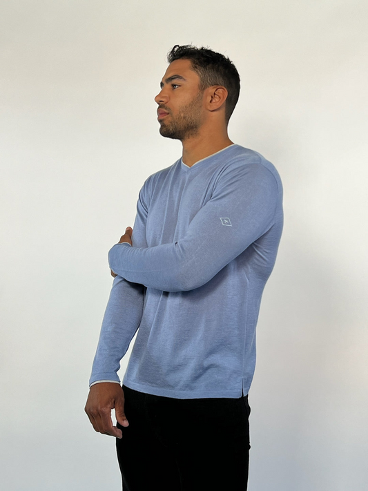 CASH-T CASHMERE SILK LIGHT WEIGHT SWEATER - SKY BLUE