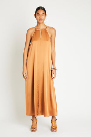 SIENNA LONG SILK DRESS - COPPER SIENNA LONG SILK DRESS - COPPER