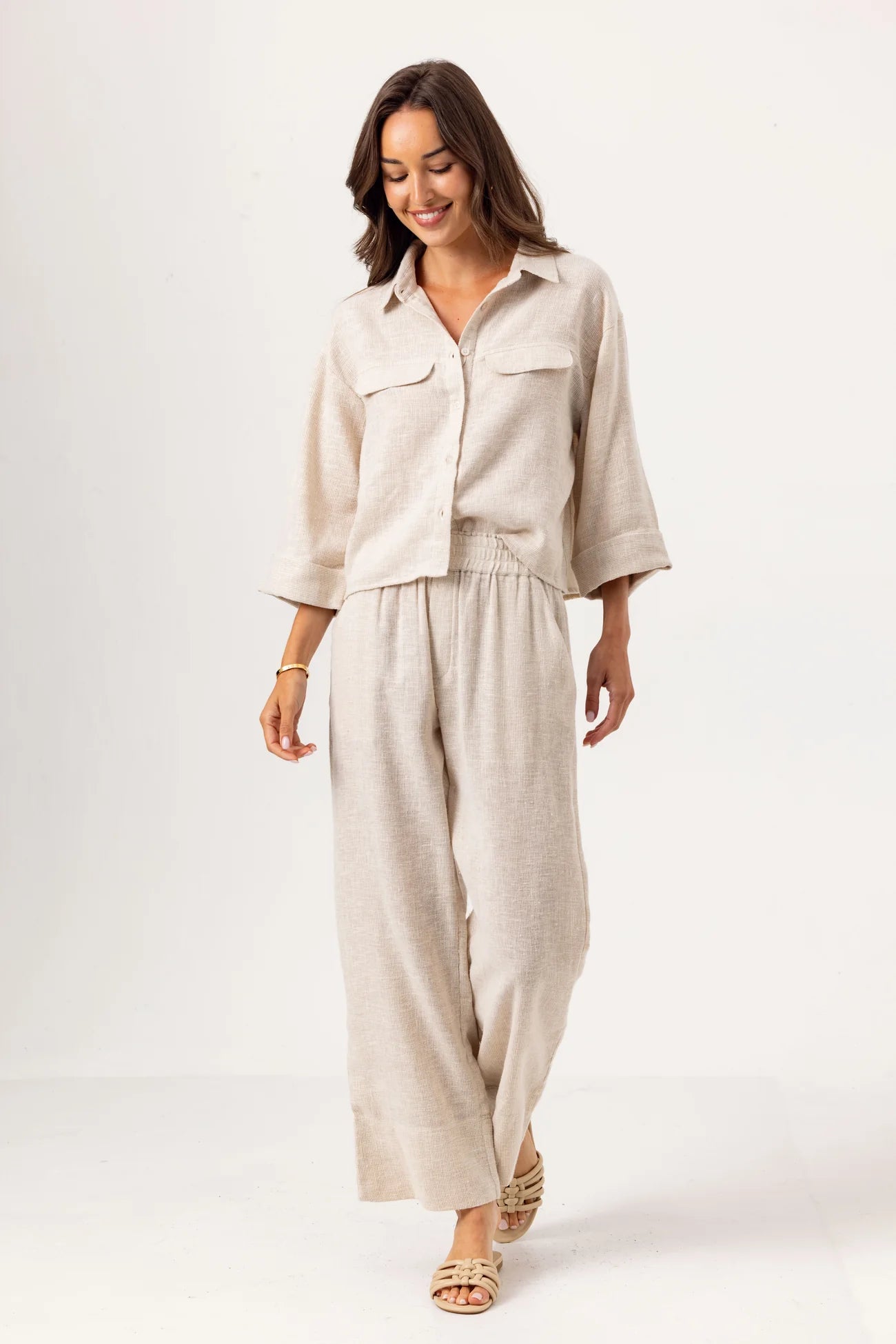 WEAVE SIMONA COTTON SHIRT - MOONBEAM