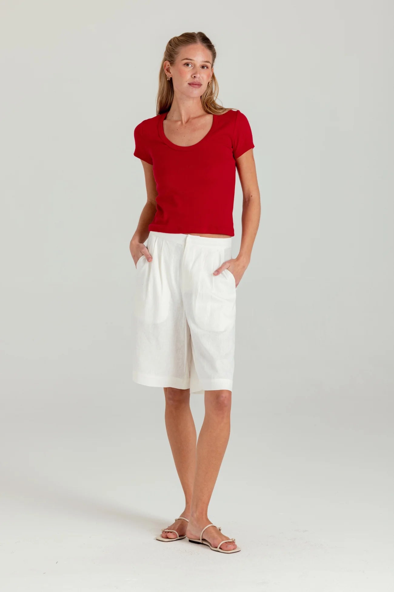 JAZ SOFT COTTON JERSEY TEE - MONTAUK RED
