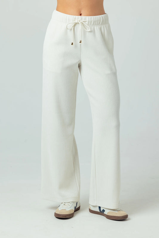 EDIE PLUSH RIB PANT - COCONUT MILK