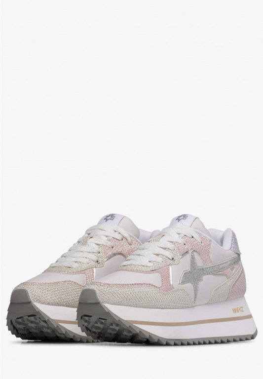 DEVA W. GLITTER MESH EFFECT NYLON SNEAKER - CIPRIA/MILK/LILAC
