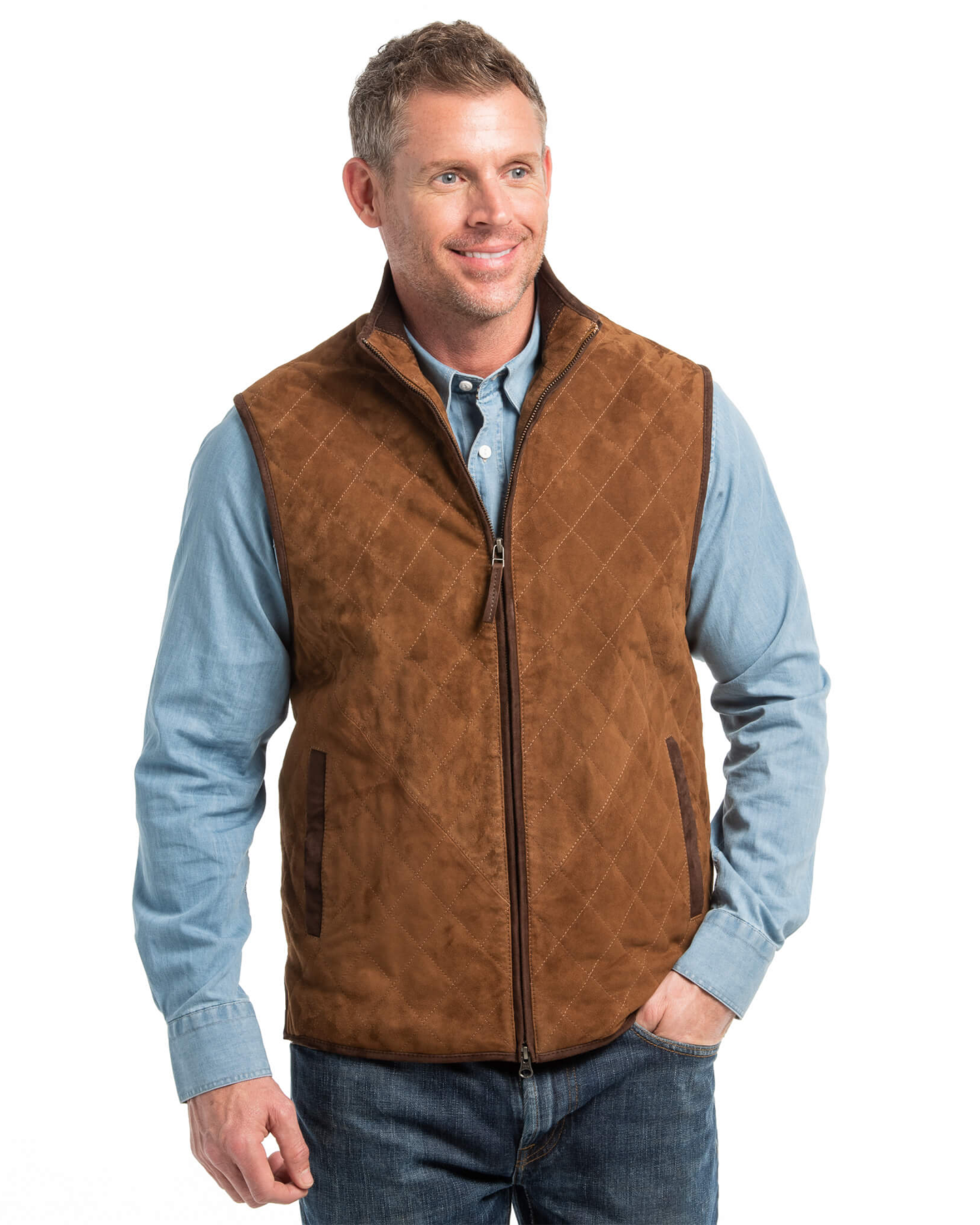 RIDGELAND QUILTED GOAT SUEDE VEST - WHISKEY – TJ Bailey's RIDGELAND QUILTED GOAT SUEDE VEST - WHISKEY – TJ Bailey's