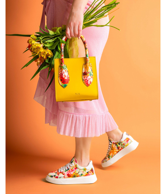 MIA FLORAL PRINT SNEAKER - ORANGE