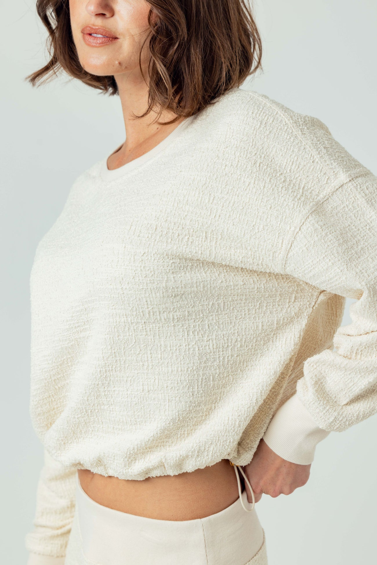 MIRI BOUCLE TOP - COCONUT MILK