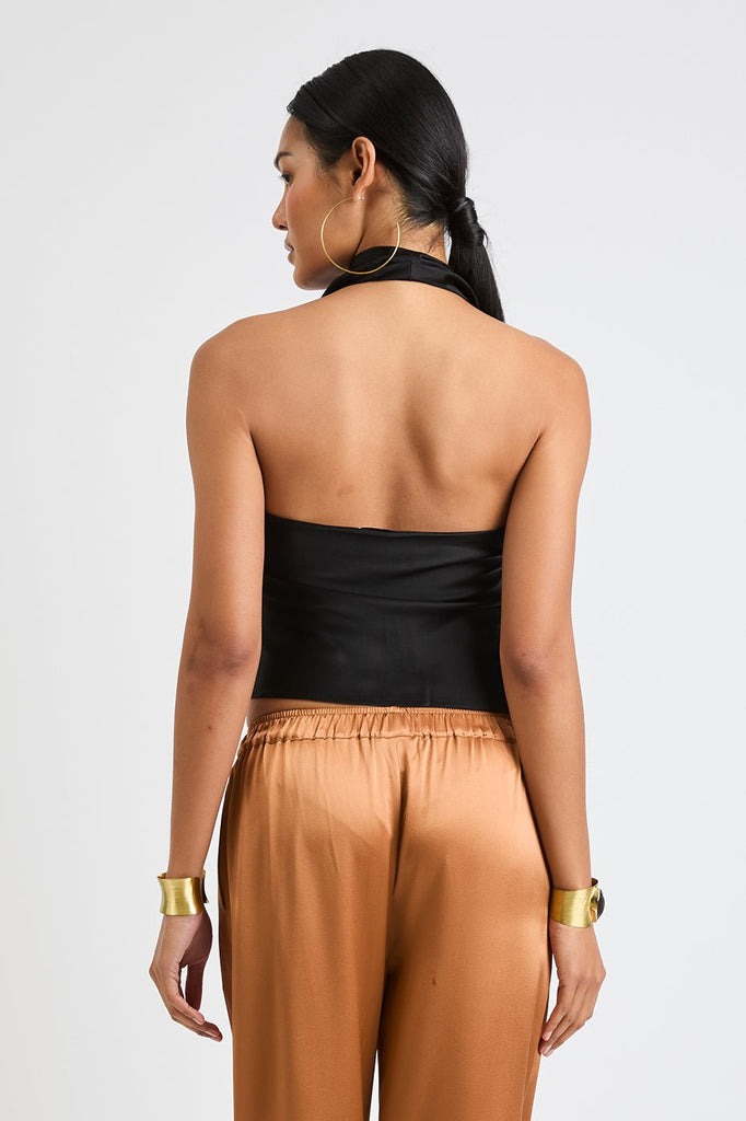 POPPY SILK TOP - BLACK