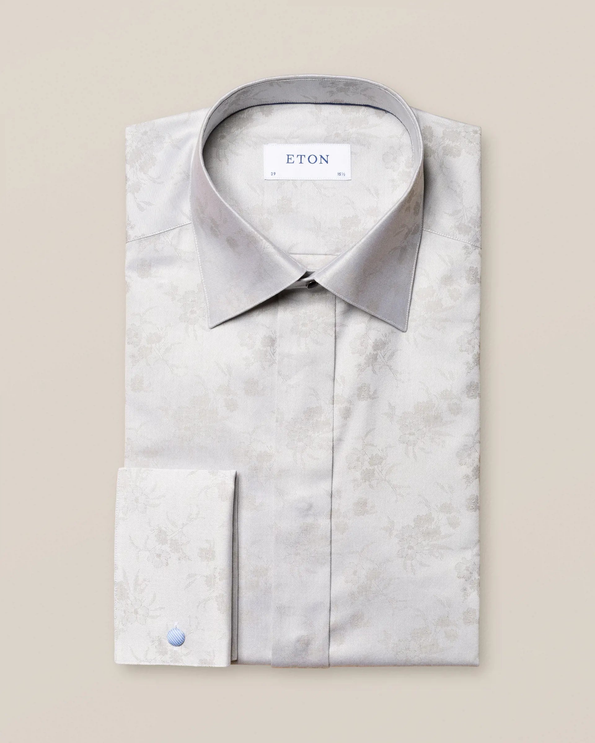 Eton Men's Contemporary Fit Jacquard Floral Formal Shirt - Grey