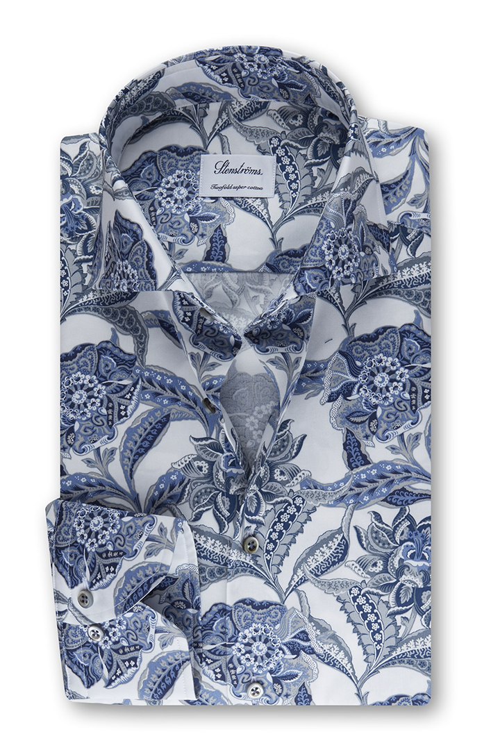LIGHT BLUE AND GREY FLORAL PRINT SHIRT – TJ Bailey's