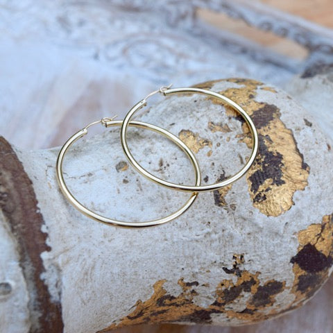 GOLD FILLED HOOP - LEVER BACK 2 INCH