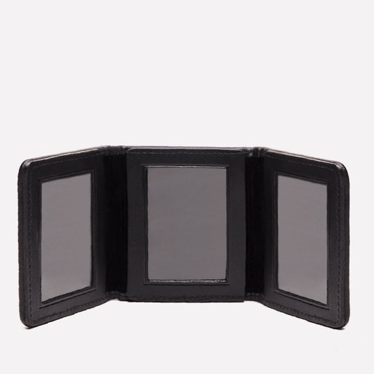 LIFESTYLE SMALL LEATHER BOUND TRIPLE PHOTO FRAME - BLACK