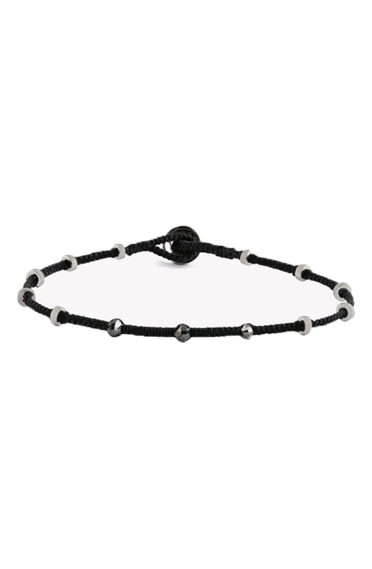 MACRAMÉ LUSSO DOTTED SILVER DIAMOND BRACELET - BLACK