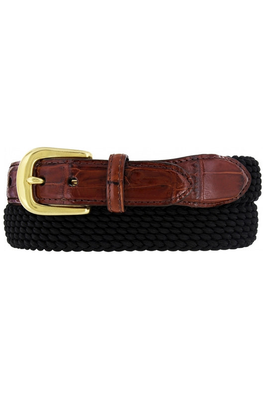 ELASTIC CORD W/CROCO TAB 1 1/8 - BLACK