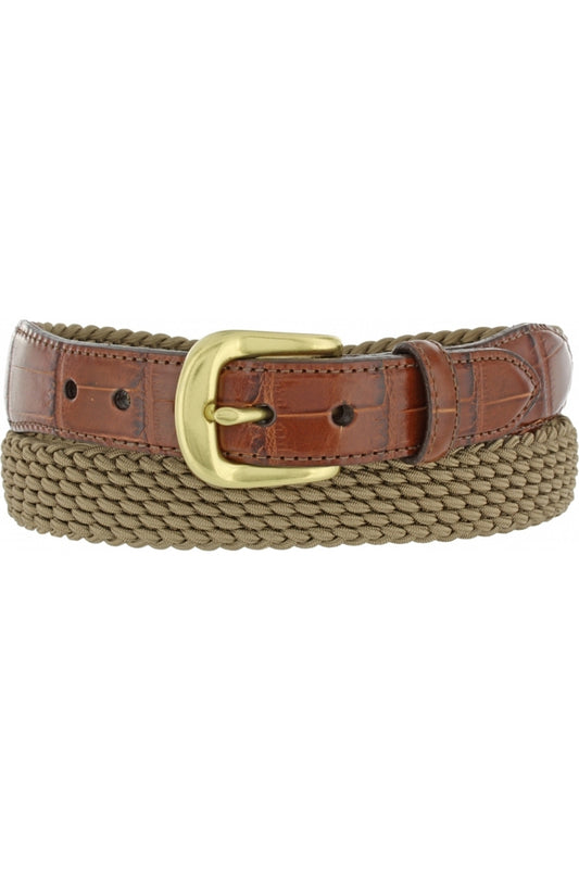 ELASTIC CORD W/CROCO TAB 1 1/8 - KHAKI