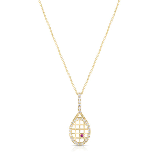 18K TINY TREASURES TENNIS RACKET NECKLACE