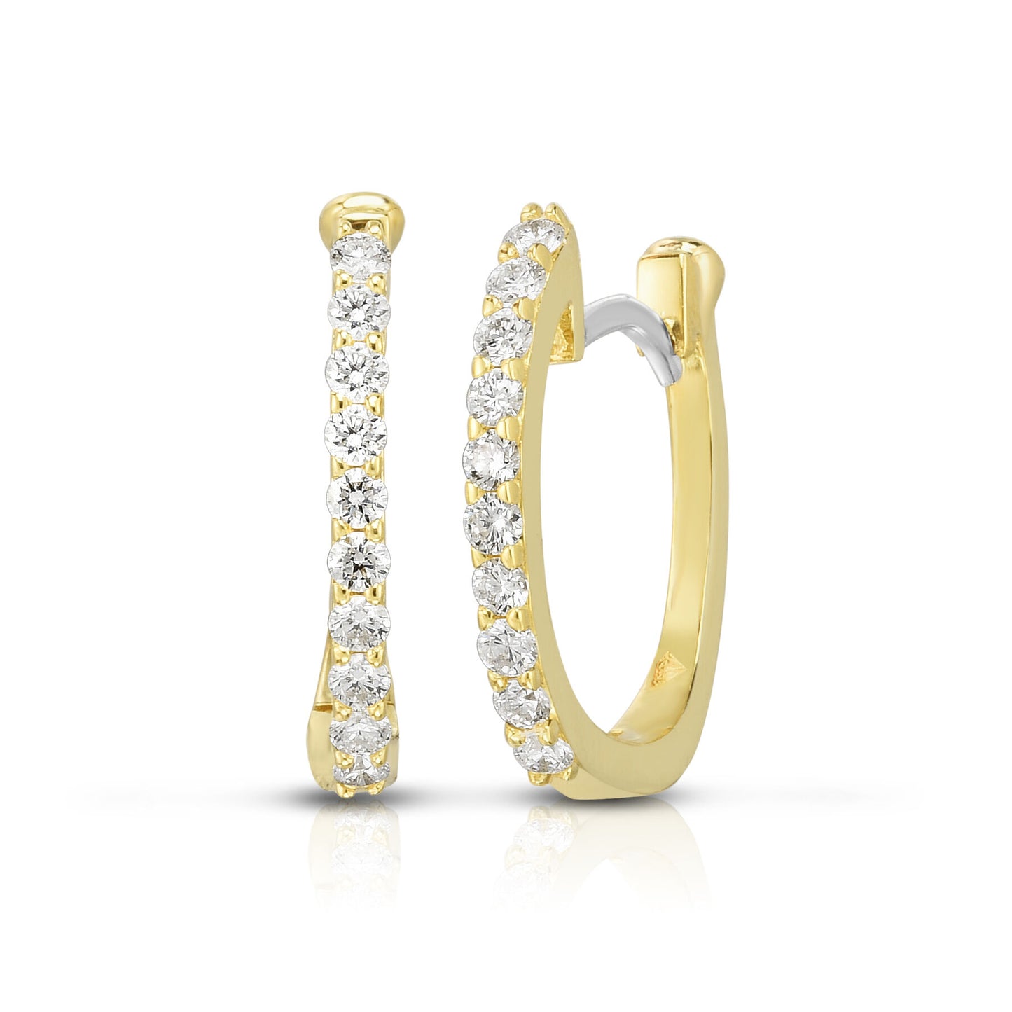 18K YG PERFECT HOOP DIAMOND HOOPS 13MM
